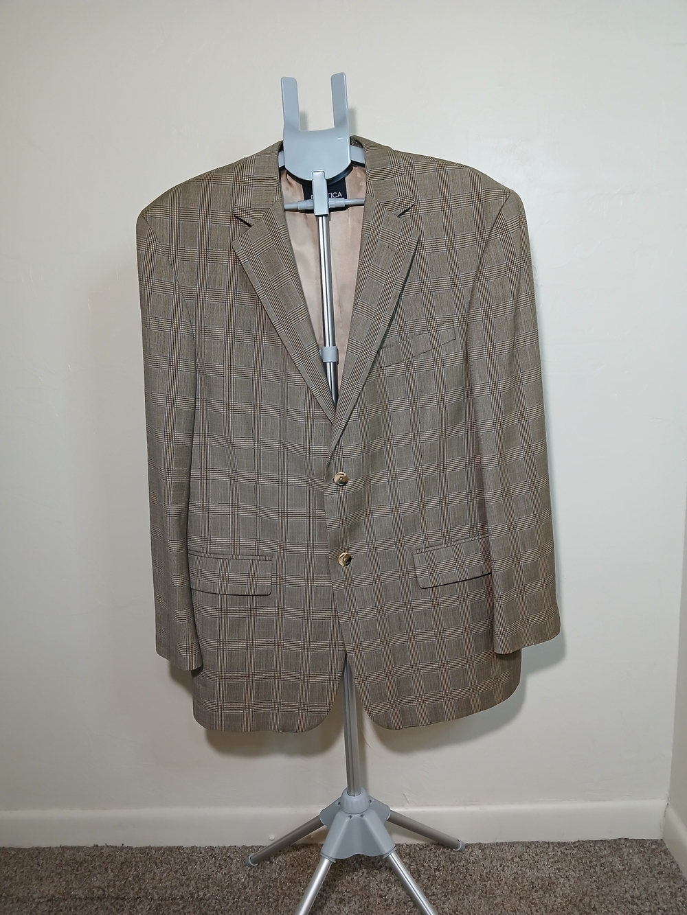 "Superior Training" Tan Glen Plaid Wool/Cashmere Blend Blazer Sz. 44R